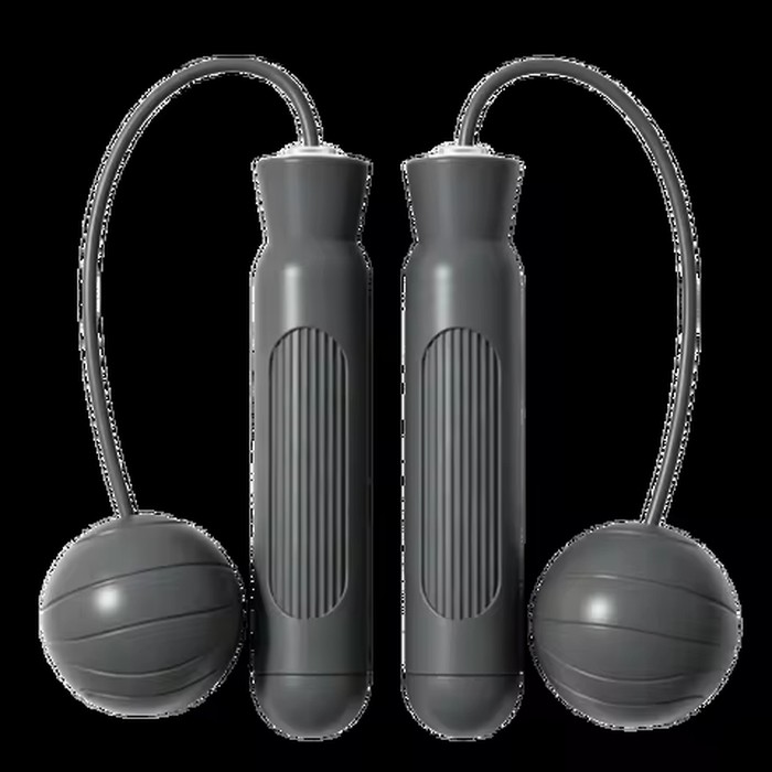 2pcs Weighted Design Ropeless Skipping Rope Silent Operation Black Color Cordless Jump Rope Portable Portable Jump Rope