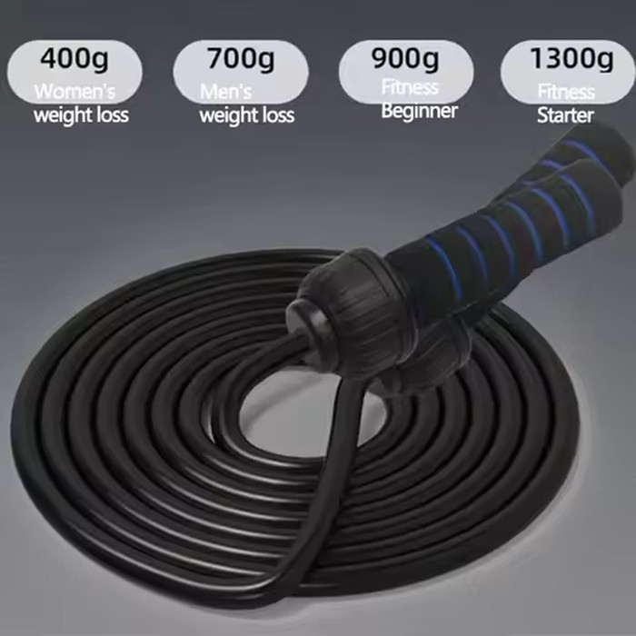 Fitness Adjustable Length Weighted Jump Rope Reusable Portable Heavy Skipping Rope Durable Foam Handles Athletic Rope Women