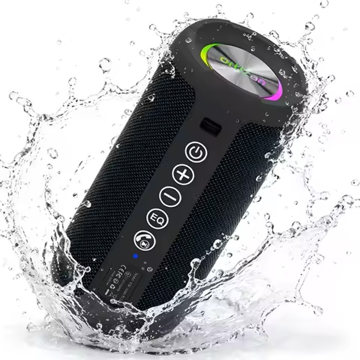 Portable Bluetooth Speaker ,24W Loud Bass for Pool Parties & Outdoor Adventures, IPX7 Waterproof, Beat-Synced LED Lights, Wireless Stereo Pairing