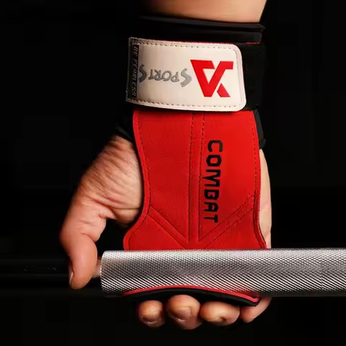 1 Pair 3-layers Cowhide Weight Lifting Gloves Deadlift Grip Pads for Fitness Gym Wrist Straps Workout Training Pull-Up Gloves