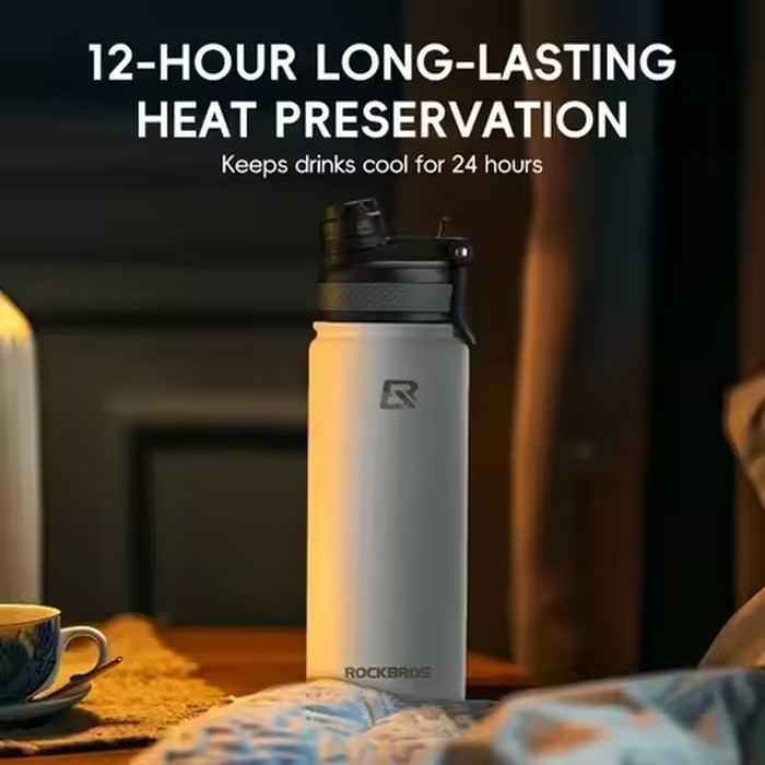 ROCKBROS Thermal Water Bottle Sports Water Bottle Non Slip Stainless Steel Cold And Hot Thermo Cup Cycling Hiking Equip