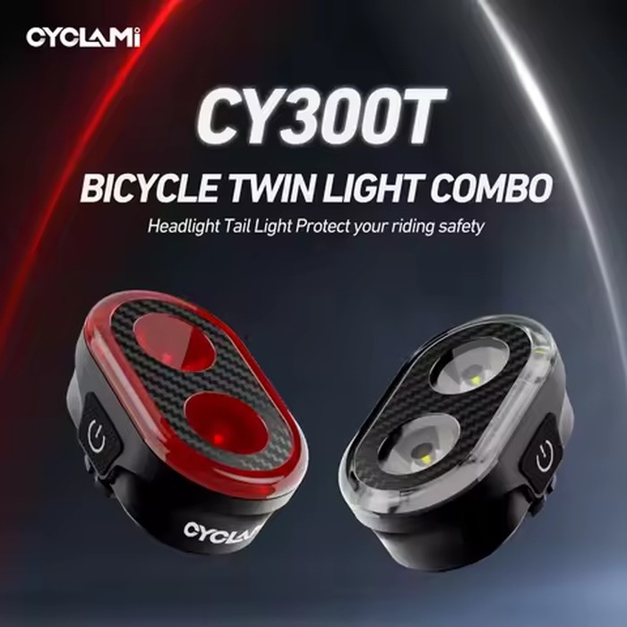 CYCLAMI CY300 Smart Brake Sensing Front Rear Bicycle Light Set Waterproof MTB Road Bike Lights Cycling Accessories
