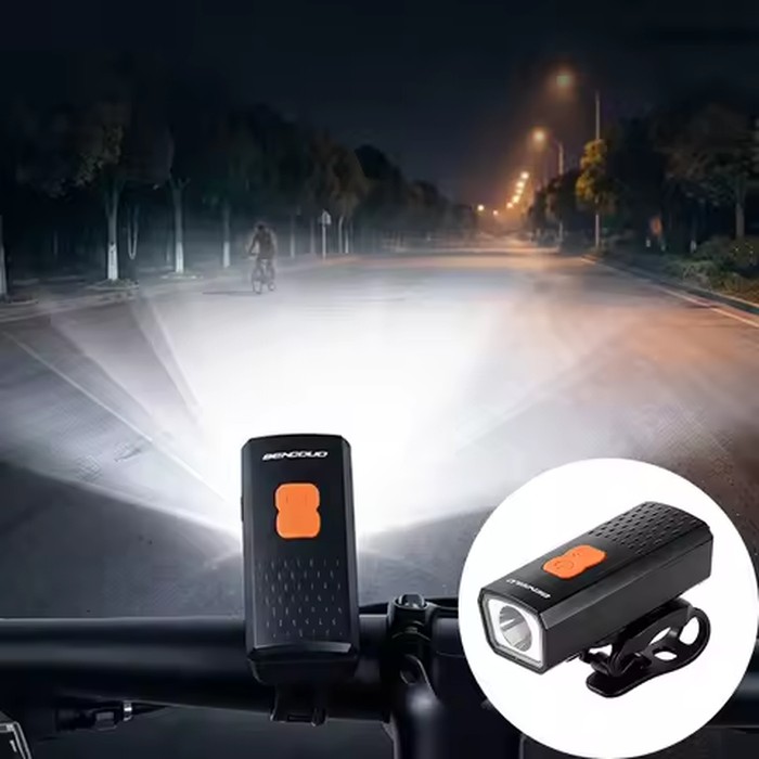 Road Bike Horn Light USB Rechargeable Bicycle Headlight Wireless Bell Front Lamp Night Riding Safety Light Cycling Gear