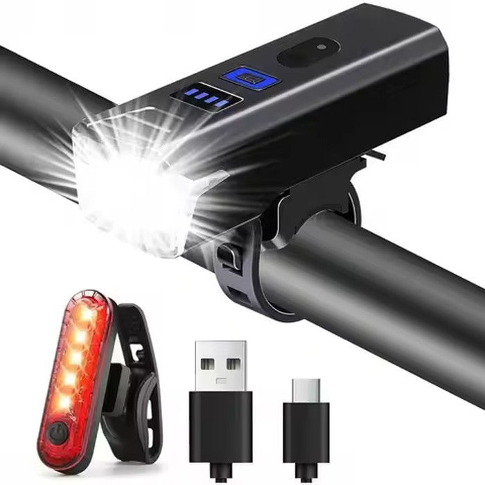 Bright USB Rechargeable Bicycle Light, Bike Front And Rear Lights For Night Riding, 4 Lighting Modes Bicycle Headlight, Suitable For Mountain And Road Cycling