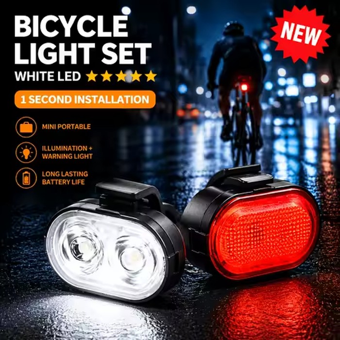 Cycling Bicycle Front Rear Light Set Bike Type C Rechargeable Flashlight Light MTB Waterproof Taillight LED Lantern Bike Parts