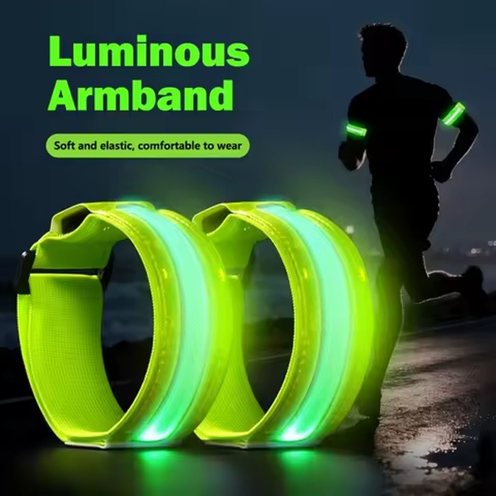 USB Charging LED Light Luminous Armband Bracelet Night Reflective Safety Belt Outdoor Sports Night Running Cycling Leg Arm Band