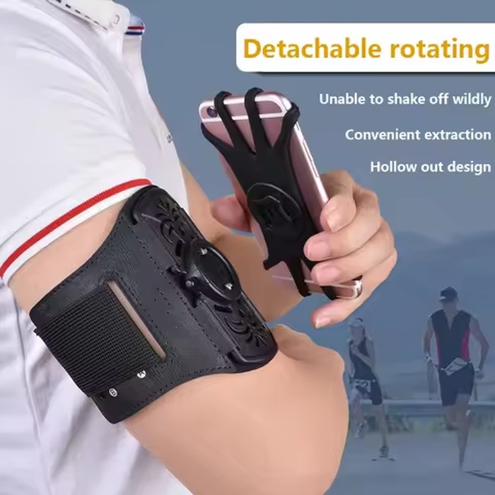 Running Armband, Sports Armband, Adjustable Cell Phone Holder, 360-Degree Rotating Sports Wristband for Most Phones