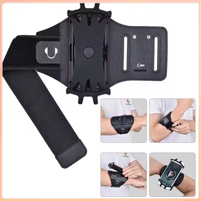 Running Armband Sports Arm Band Adjustable Cell Phone Holder 360 Degree Rotating Sports Wristband for Most Phones