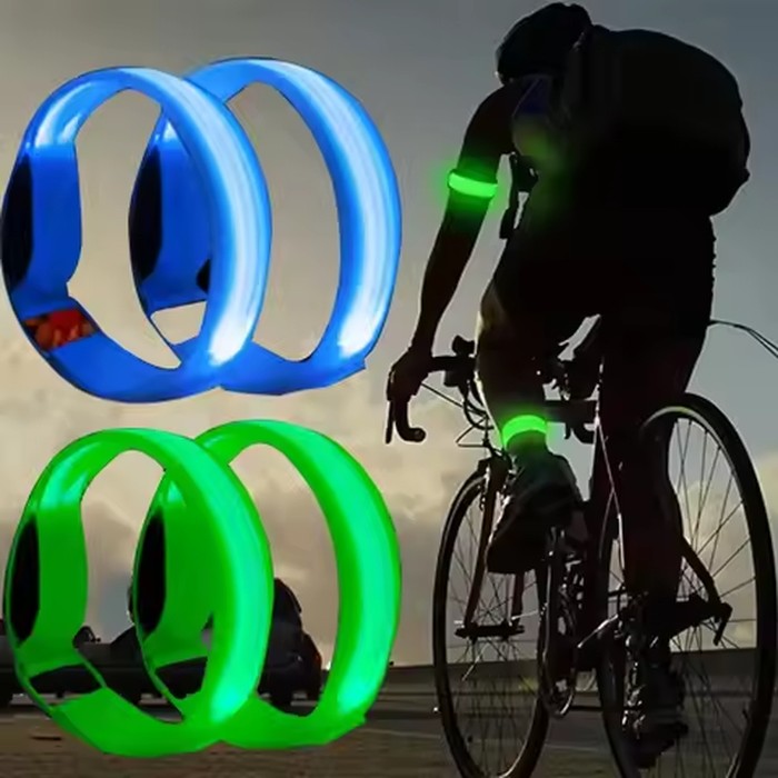 1pc Outdoor Night Running Armband USB Rechargeable LED Light with Reflective Safety Wristband for Cycling Running Activities