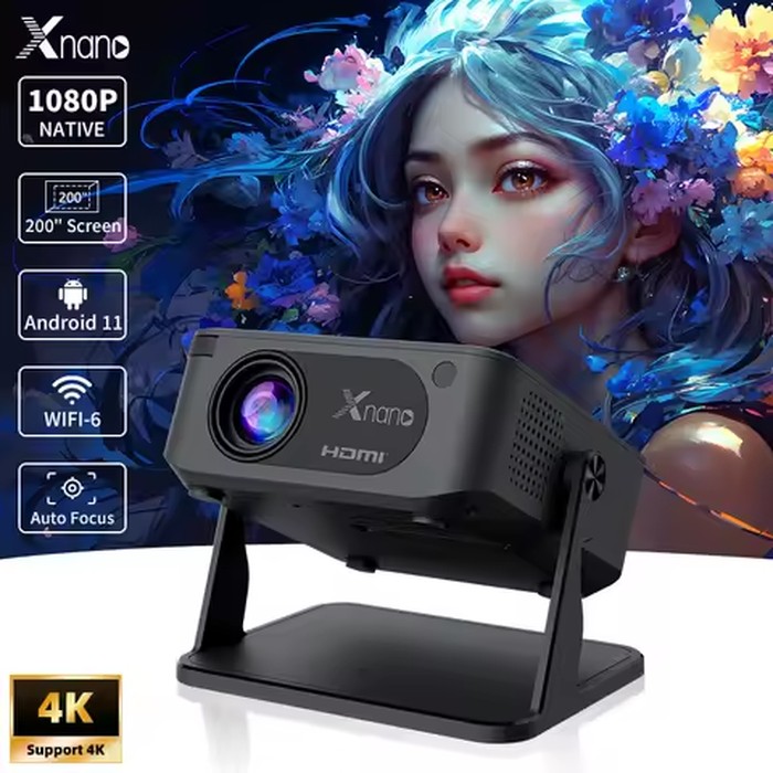 Xnano Projector 4K HA109 Android 11 Smart Projectors Bt5.4 720P Wifi5 200" Meeting Party Home Cinema Outdoor Portable Projector