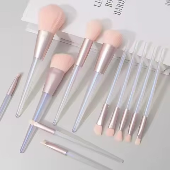 12Pcs Crystal Handle Makeup Brush Set Professional Travel Beauty Tool Kit For Eye Shadow Blending Foundation Powder Makeup