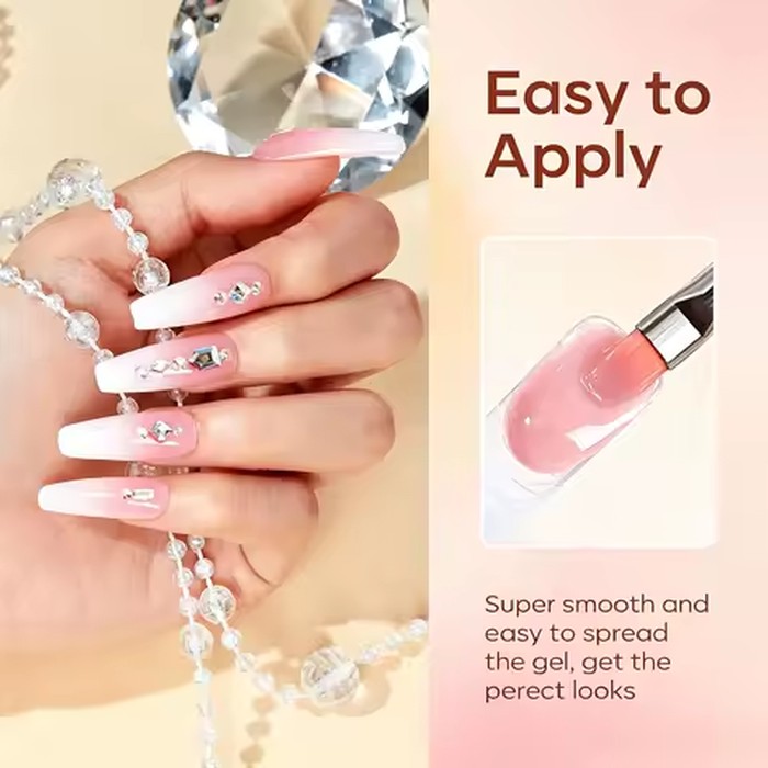 Ovanlee 3-Color Poly Gel Nail Extension Kit – Form-Free 15ml Builder Gel with Mini UV/LED Lamp, Full Liquid Set & Nail Tips for 28+ Days Long Lasting Shiny Manicure