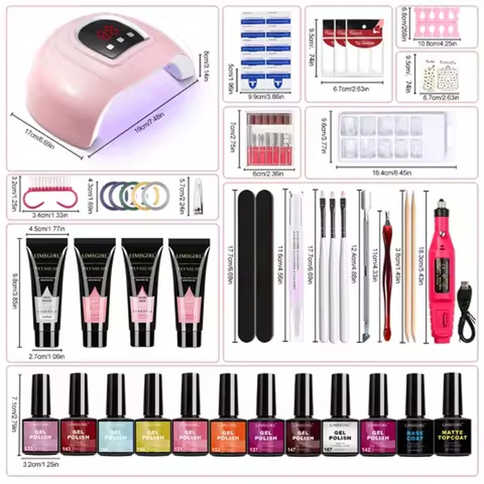 Limegirl Semi-Permanent 8ml Nail Gel Polish Kit With USB UV Lamp Soak Off Base&Top Coat Varnish Manicure Set for Nails Salons