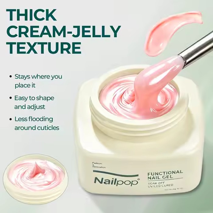 Non‑Flowing Jelly Cream Soak‑Off UV LED Gel HEMA TPO Free Beginner‑Friendly DIY Nail Extension Manicure Modeling Gel 20g