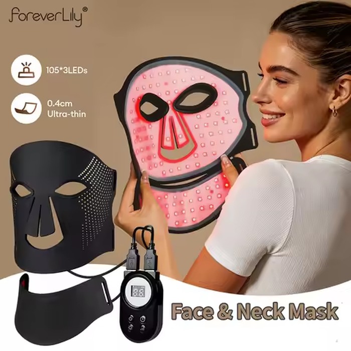 Wireless Silicone LED Face Mask with Neck 105 LEDs 7 Colors Photon Light Skin Rejuvenation Beauty Mask Home Facial Care Machine
