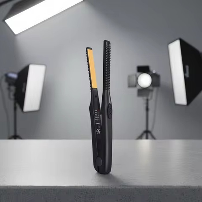 2-in-1 Mini Hair Straightener Curling Iron Professional Ceramic Short Flat Iron for Women & Men Beard Straightener