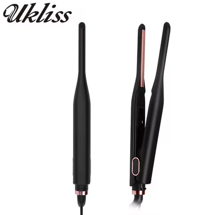 Small Flat Iron for Short Hair, Temperature Adjustable Pencil Flat Iron Fast Heat Up, 3/10 Inch Beard Straightening Iron