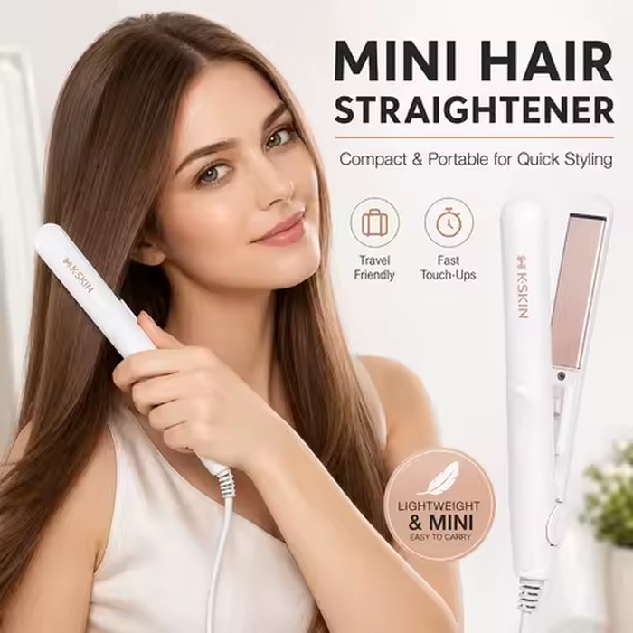 K·SKIN Mini 2 in 1 Hair Straightener Curler Portable Hair Care Flat Iron for Bangs Inward Curl Travel Home Styling Tool