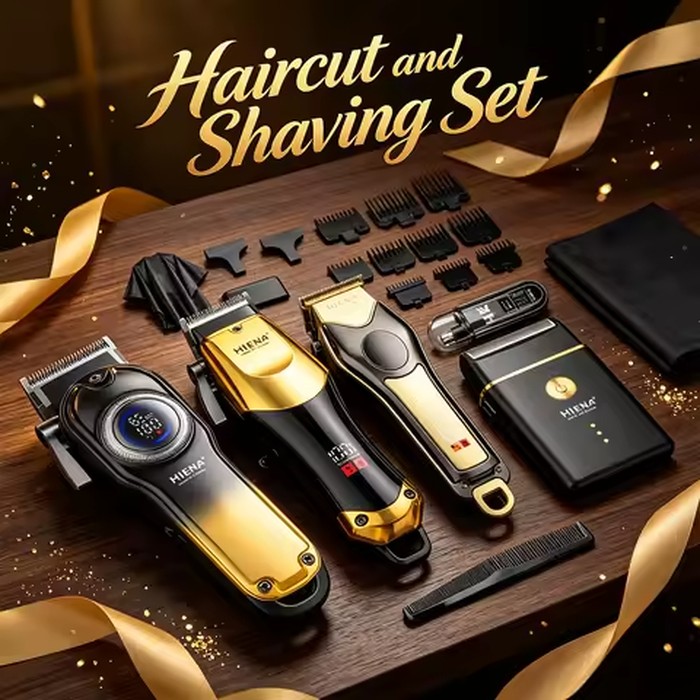HIENA PRO Hair Clippers Set with Beard Trimmer & Foil Shaver Hair Clippers Set for Men, Cordless Clipper & Beard Trimmer Kit | Cordless