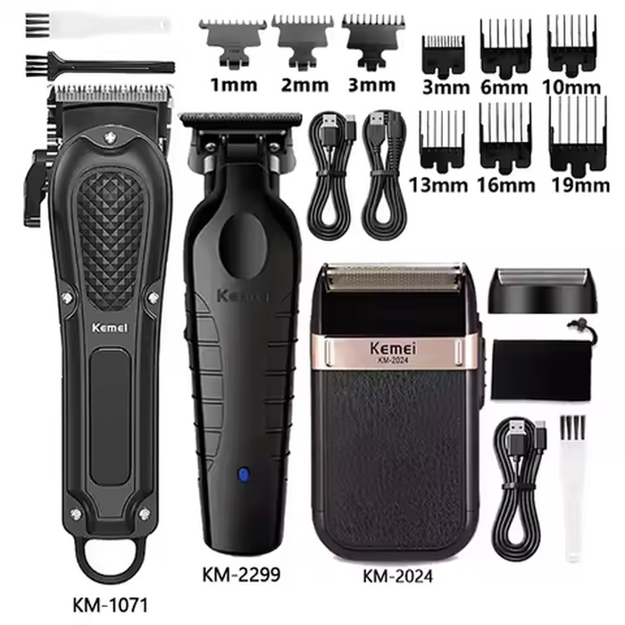 Kemei Hair Clipper Km-1071 Km-2299 Km-2024 UBS Rechargeable Cordless Beard Trimmer Powerful Electric Hair Clippers for Men