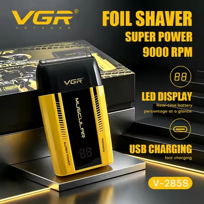 VGR Electric Shaver Professional Shaving Machine 9000 RPM Adjustable Beard Trimmer Cordless Metal Portable Shaver for Man V-285S