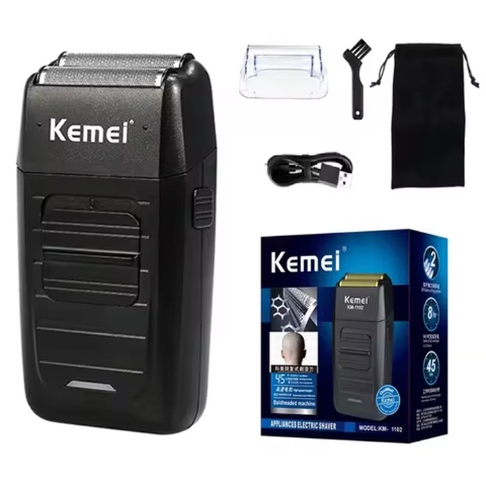 Kemei Rechargeable Cordless Shaver for Men Twin Blade Reciprocating Beard Razor Face Care Multifunction Strong Trimmer KM-1102
