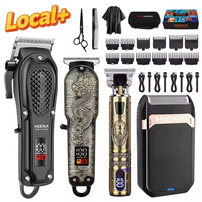 HIENA Professional Men's Hair Clipper Sets, Cordless Hair Clipper and Trimmer Sets, Electric Foil Razors and Beard Trimmers, Ear and Nose Hair Trimmer Sets, and Facial Grooming Kits, Gifts for Men
