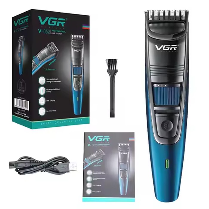 Original VGR Adjustable Beard Hair Trimmer For Men Cordless Stubble Hair Clipper Electric Lithium Haircut Machine Rechargeable