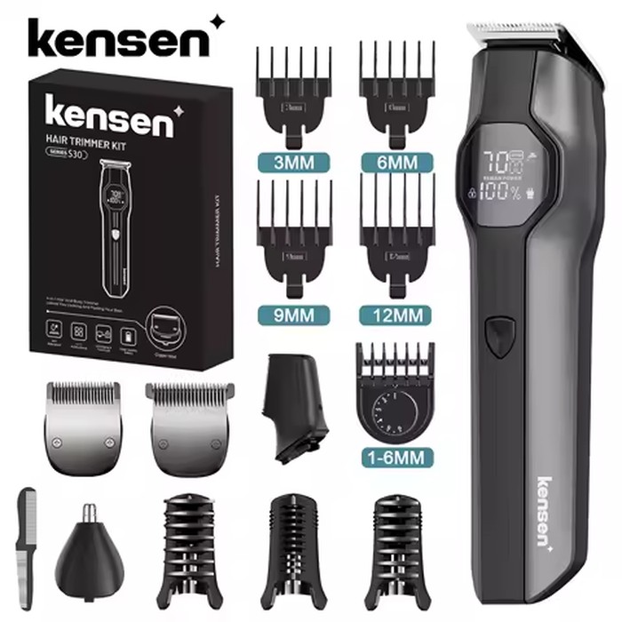 Kensen S30 Electric Hair Clipper Men's Beard/Nose Trimmer Rechargeable Cordless Hair Cutting Machine 4 in 1 Grooming Kit Barber