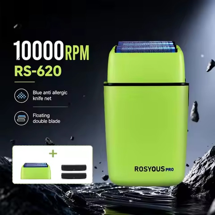 ROSYOUS RS-620 Professional Shaver Male 10000RPM Double Foil Cordless USB Interface Oil Head Electric Shaver Beard Trimmer