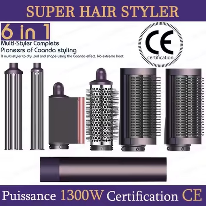 Curling Iron 6 in 1 Blow Dryer Brush 220V Negative Ion Hair Styler Set Hot Air Styler for Auto Curling Hair Styling Tools Gifts