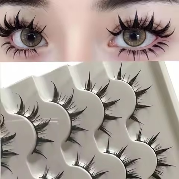 Anime-Inspired False Eyelashes 5 Pairs Comic Eye Cos Faux Lashes Demon Style Volumizing Lengthening