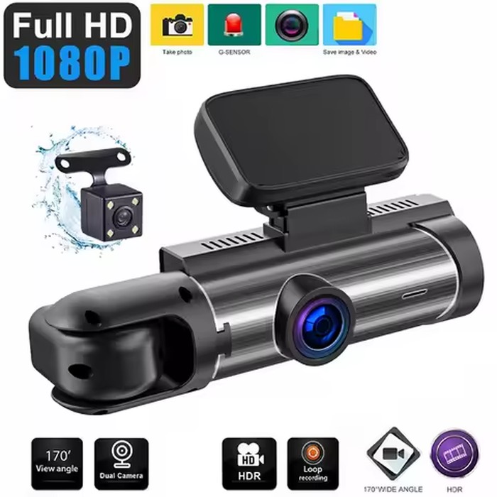 ZNLYRION M8-32GB Full HD 1080P Car Dashcam Front+Interior+Rear Camera 130° Wide Angle Night Vision G-Sensor Parking Monitor Car Driving Recorder