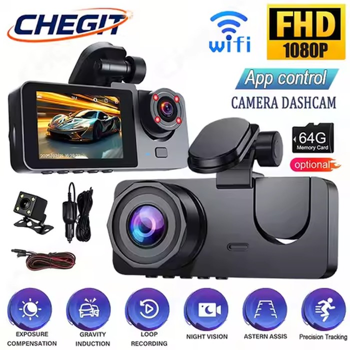 NEW 1080P HD 2/3Camera Dash Cam For Car Camera WIFI Video Recorder Car DVR Front Rear View Camera Night Vision Car Accessories