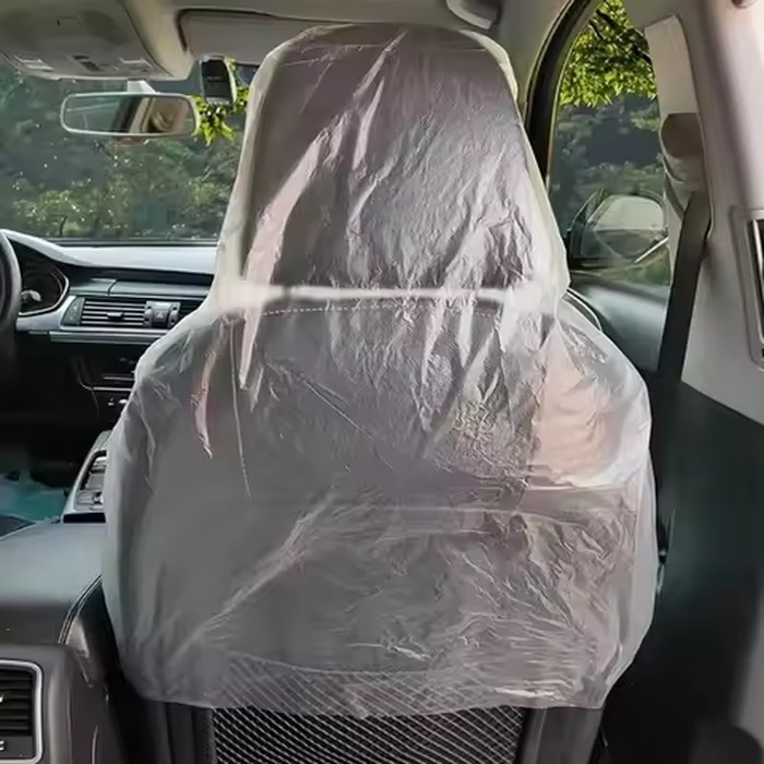 10pcs Universal Car Seat Protection Covers Disposable Dust-Proof Transparent Plastic Waterproof Covers for Vehicle Seats