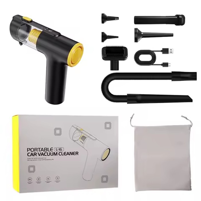 4 in 1 Green Light Car Vacuum Cleaner, Handheld Cordless Rechargeable High Power, Dust Detection & Inflator Blower for Home Use