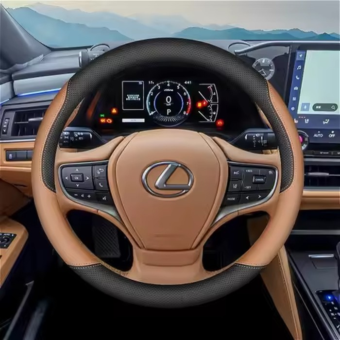 2026 Nappa Leather Steering Wheel Cover Anti-Slip 37-38cm For Lexus IS ES ES300h ES350h RX RX350 RX500h NX350h NX450 Accessories