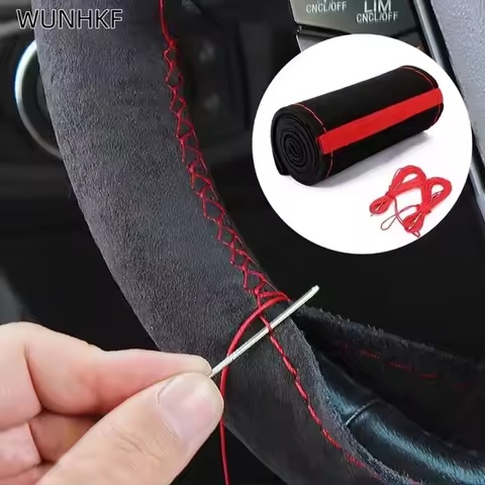 Steering Wheel Cover For Car Universal 38cm Braided Car Steering Wheel Protection Cover Suede Leather Anti Slip Car Accessories