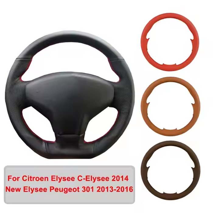 Artificial Leather Car Steering Wheel Cover For Citroen Elysee C-Elysee New Elysee Peugeot 301 Original Steering Wheel Braid