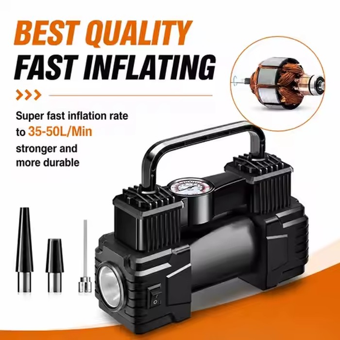 Air Pump Tire Inflator Portable Air Compressor 150 PSI 12V Fast Inflation Car Tyre Inflator With LED Light For All Vehicle