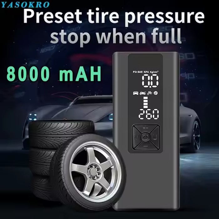 8000mAh Portable Car Air Compressor 12V 150PSI Electric Cordless Tire Inflator Pump for Motorcycle Bicycle Boat AUTO Tyre Balls