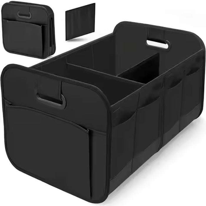 "Collapsible Car Trunk Storage Box – 600D Oxford Fabric, Reinforced Handles, Multi-Compartment Organizer for SUV/Minivan"