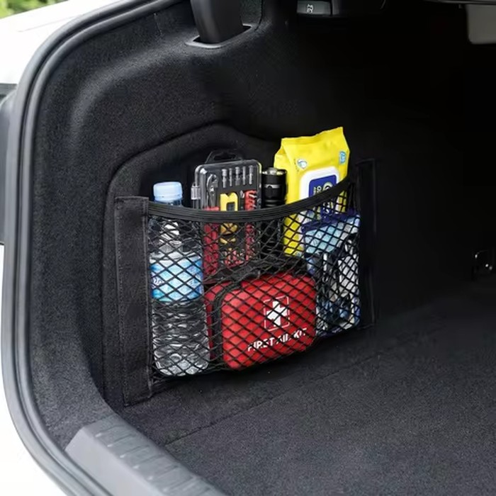 Car Back Rear Mesh Trunk Seat Elastic String Net Magic Sticker Universal Storage Bag Pocket Cage Auto Organizer Seat Back Bag