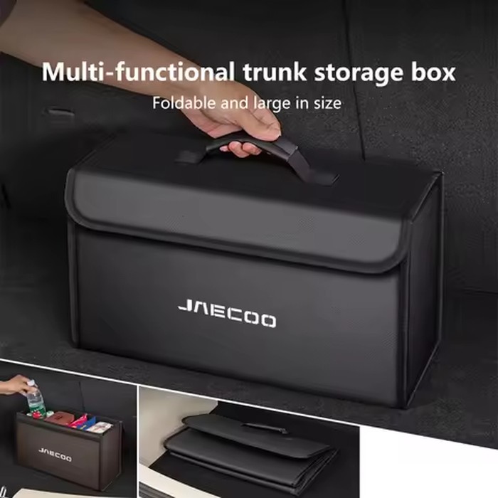 Car Leather Trunk Storage Box Foldable Carbon Fiber For CHERY JAECOO J7 J8 J5 2023 2024 2025 Auto Organizer Bag Accessories