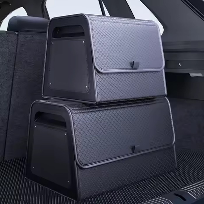 Car Trunk Organizer with 4-Point Magnetic Closure – PU Leather, Reinforced ABS Frame, Fits SUV, Sedan, and Home Use
