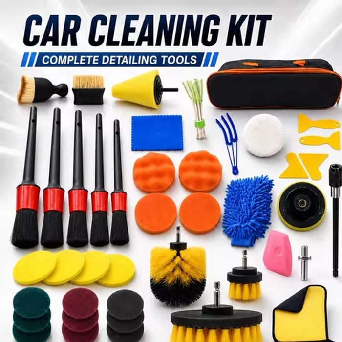 New Car Cleaning Kit Scrubber Drill Detailing Brush Set Air Conditioner Vents Towel Polisher Car Auto Detailing Tools
