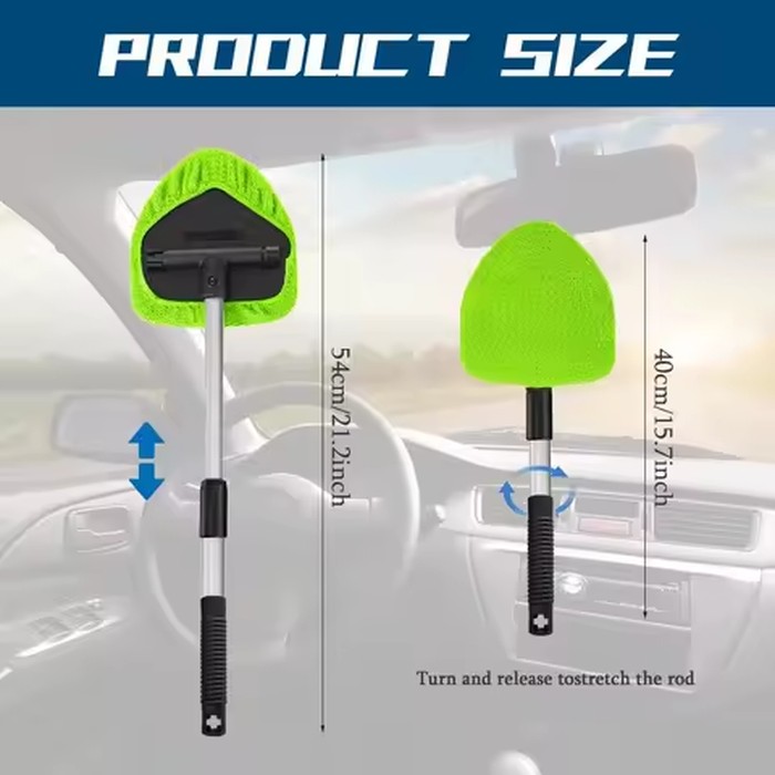 9 Pcs Car Wash Kit with Long Handle Windshield Cleaning Tool Microfiber Car Cleaning Supplies for Cars RV SUV Truck Office Universal Green