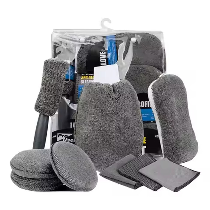 9PCS Car Cleaning Tool Kit, Complete Wash & Detailing Set with Brush, Mitt, Sponge & Towels