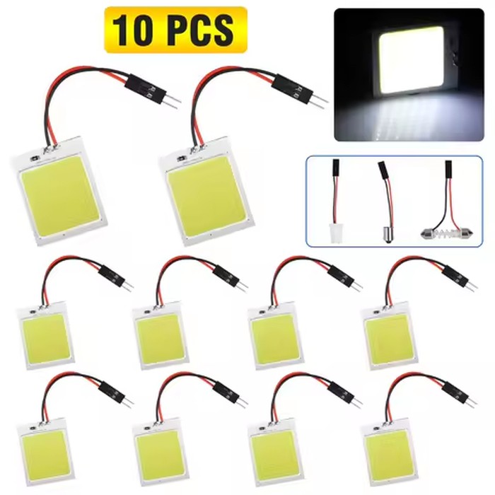 Popular 10x 48SMD COB White LED Festoon T10 BA9S Car Interior Panel Dome Map Light Bulbs