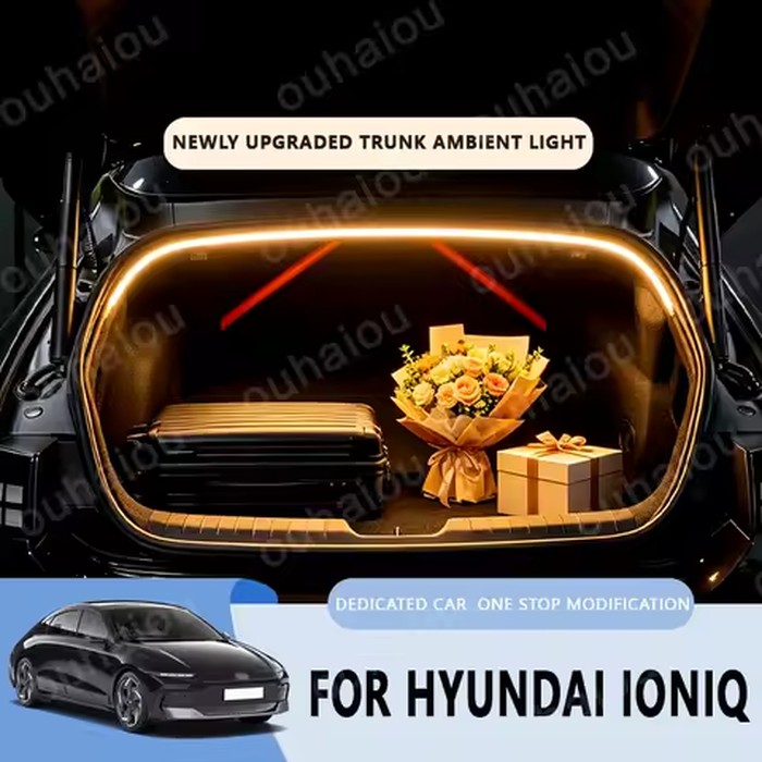 For Hyundai IONIQ Car Rear Trunk LED Atmosphere Light Bar White Warm White Interior Modification Lamp